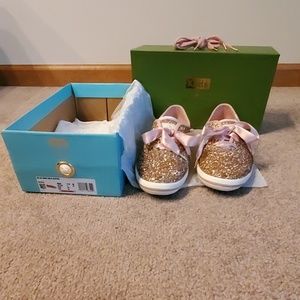 Kate Spade Keds Rose Gold Glitter Shoes